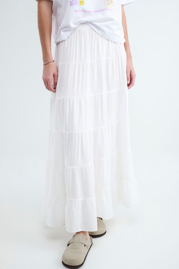 Balmohk Rustic panel maxi skirt white