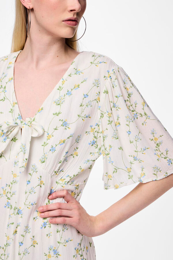 Pieces V-neck midi dress white