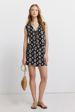 Springfield Saia curta em linho estampado &eacute;tnico