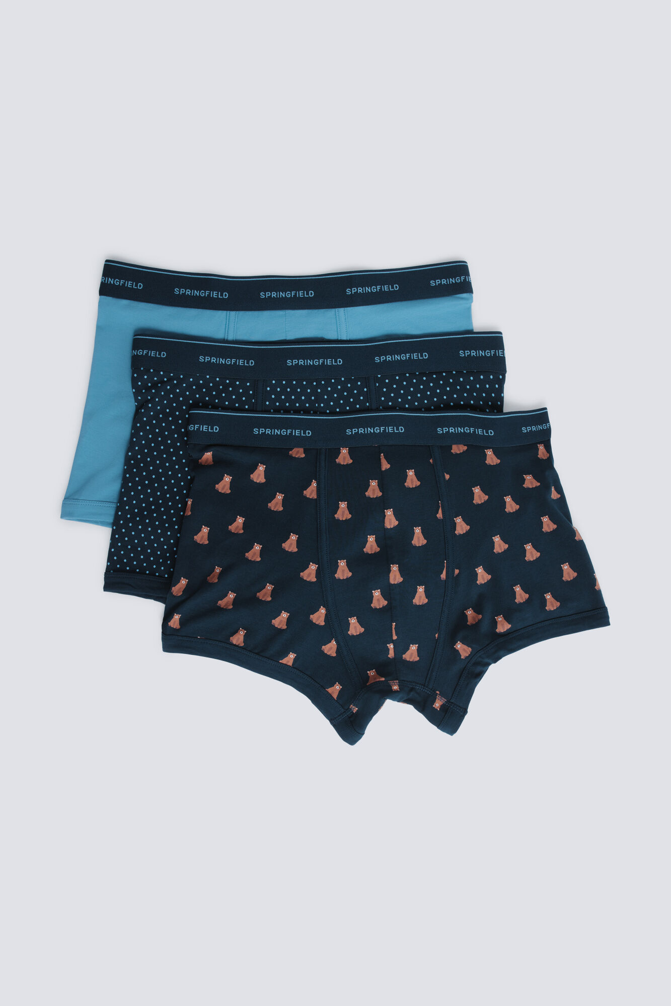 Springfield Pack of 3 bear and polka-dots boxers