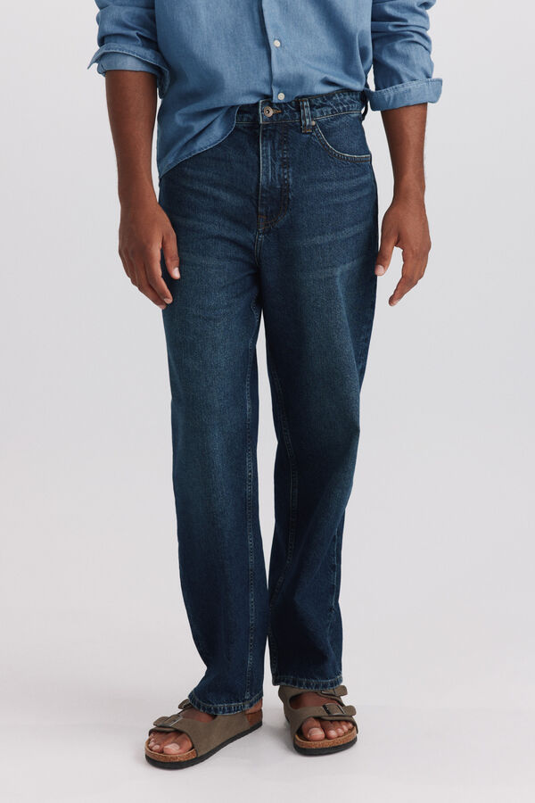 Springfield Dark wash wide leg jeans blue
