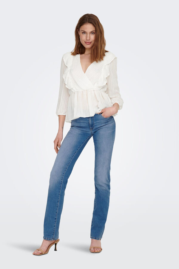 Springfield Blouse with v-neck and 3/4-length sleeves white