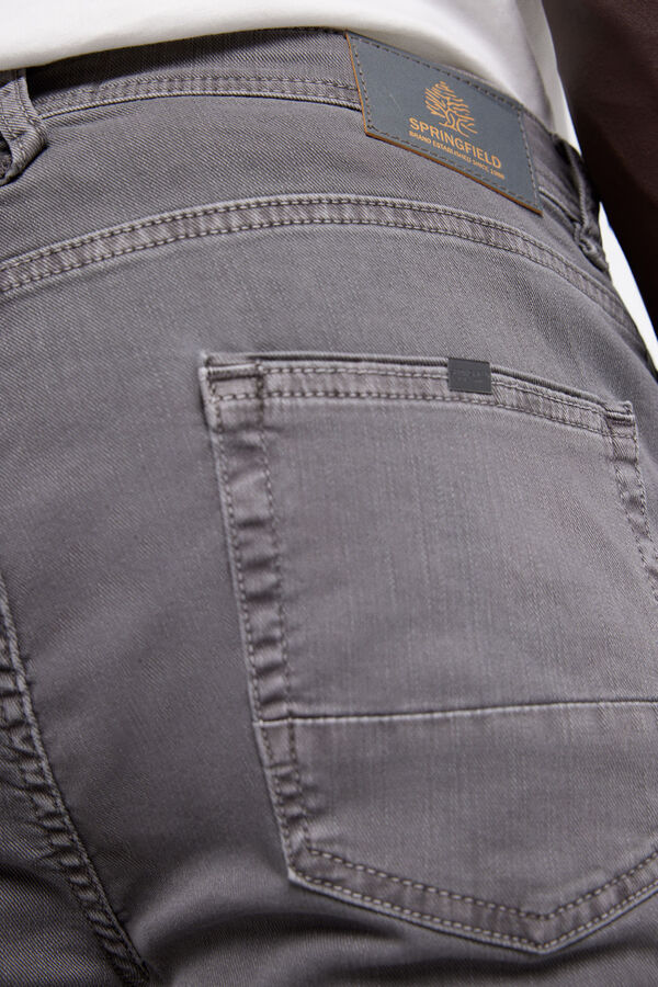 Springfield Pantalon 5 poches couleur skinny lavé gris