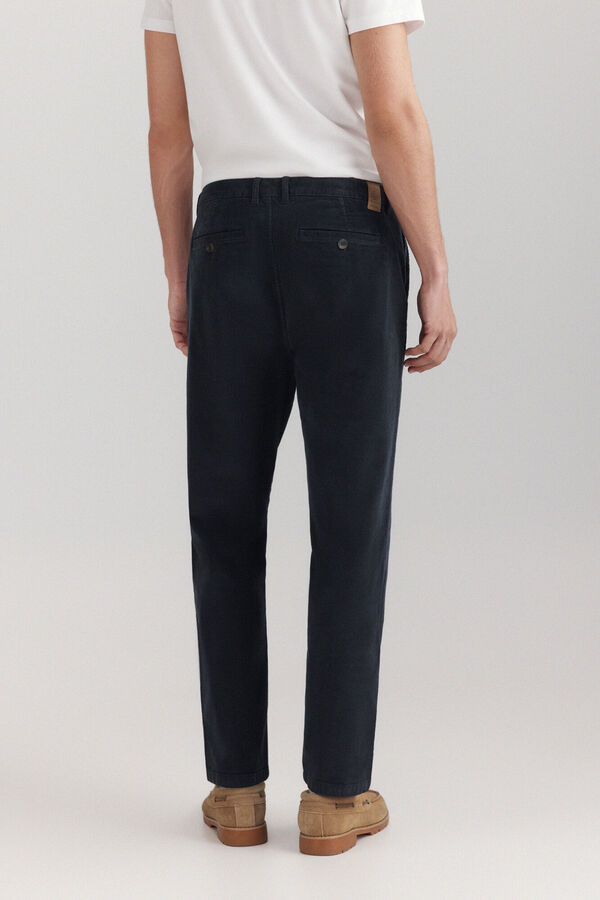 Springfield Pantalon en velours c&ocirc;tel&eacute; lav&eacute; bleu
