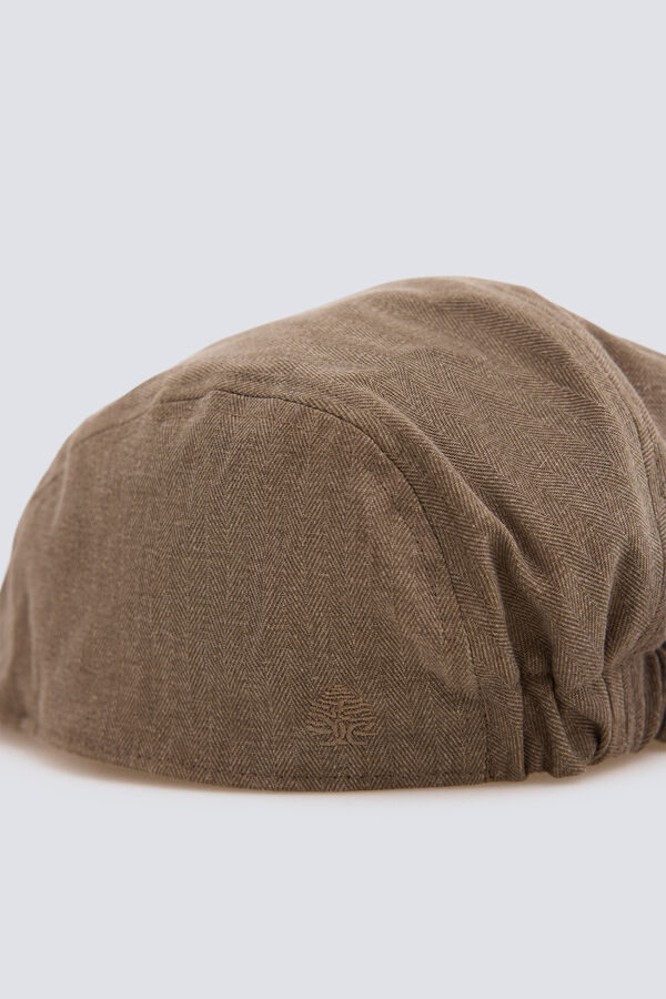 Springfield Herringbone flat cap nude
