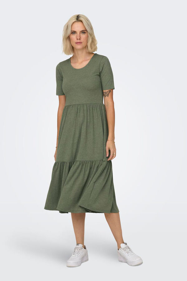 Springfield Short-sleeved midi dress green