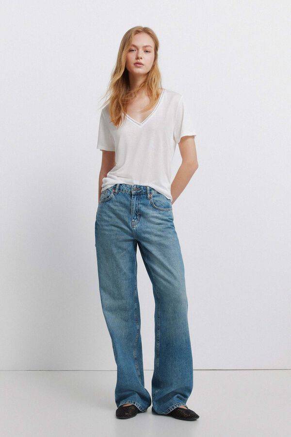 Springfield T-shirt &agrave; manches courtes col en V blanc