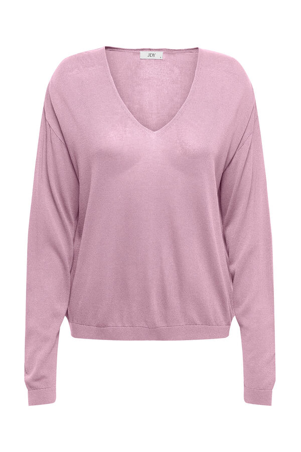 JDY Fine V neck sweater pink