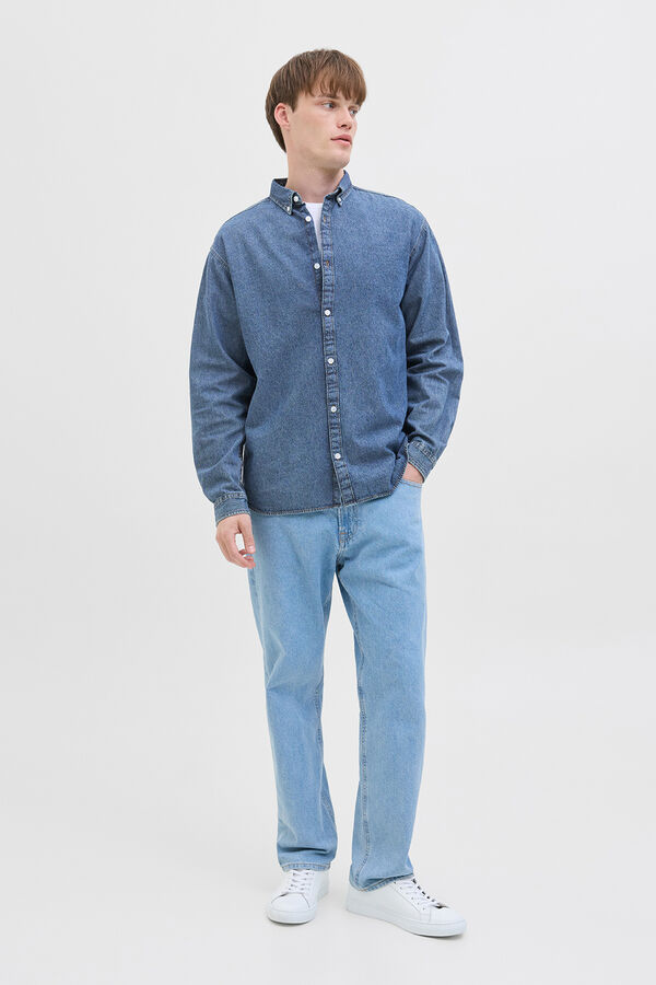 JJ REBEL Camisa relaxed fit algod&oacute;n azul