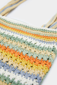 Springfield Mala Shopper Crochet Riscas cinza