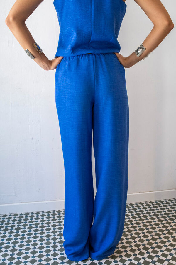Cul Sac Pantal&oacute;n palazzo el&aacute;stico azul