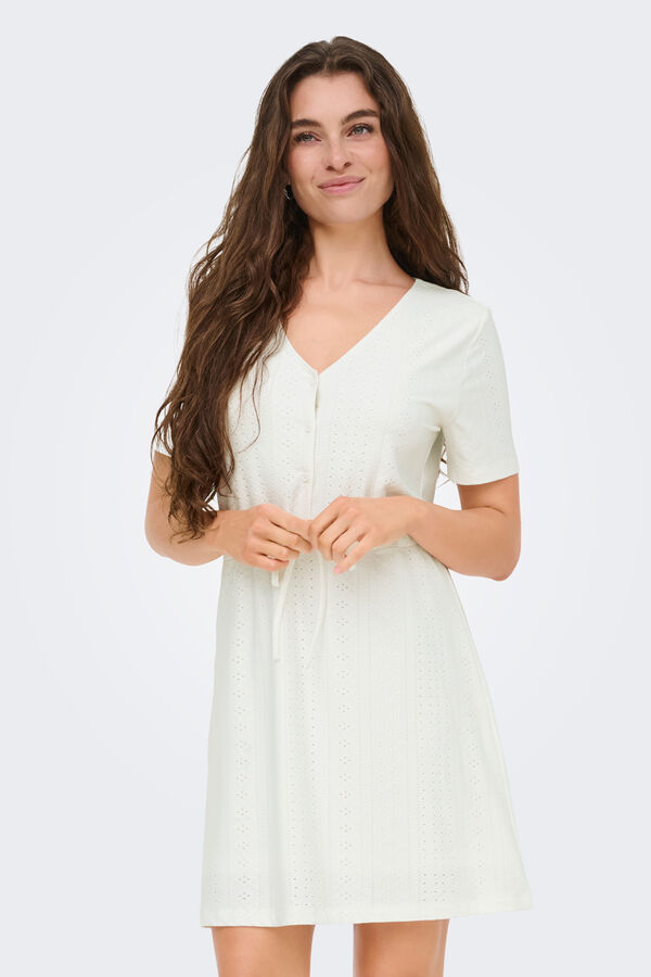 JDY Embroidered short dress white