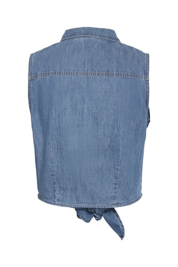 Noisy May Denim sleeveless tie shirt blue