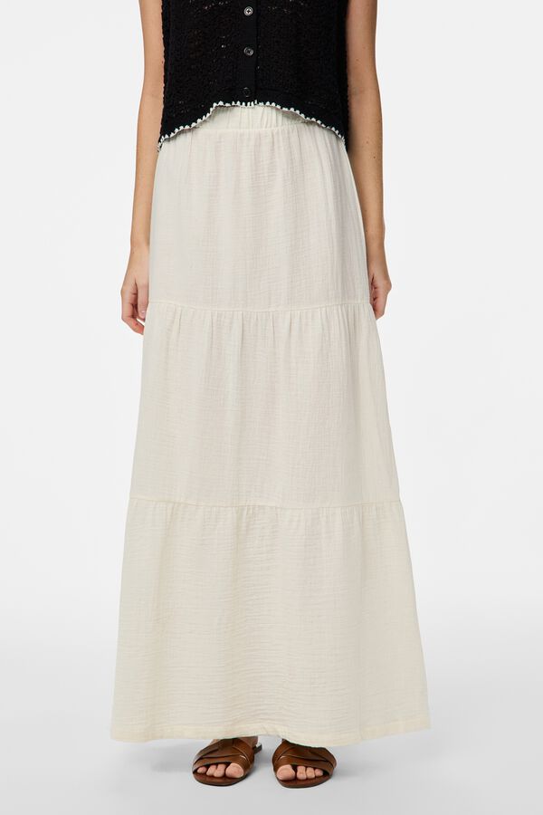 Pieces Cotton long skirt white