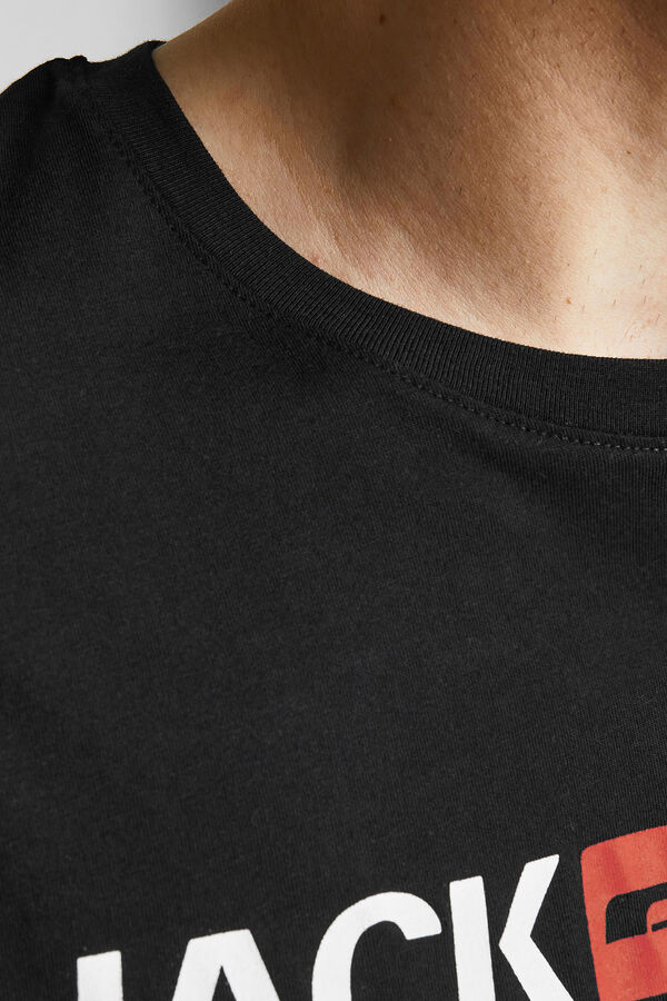 Springfield PLUS slim fit short-sleeved organic cotton T-shirt black
