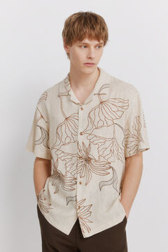 Springfield Camisa manga corta estampada lino viscosa