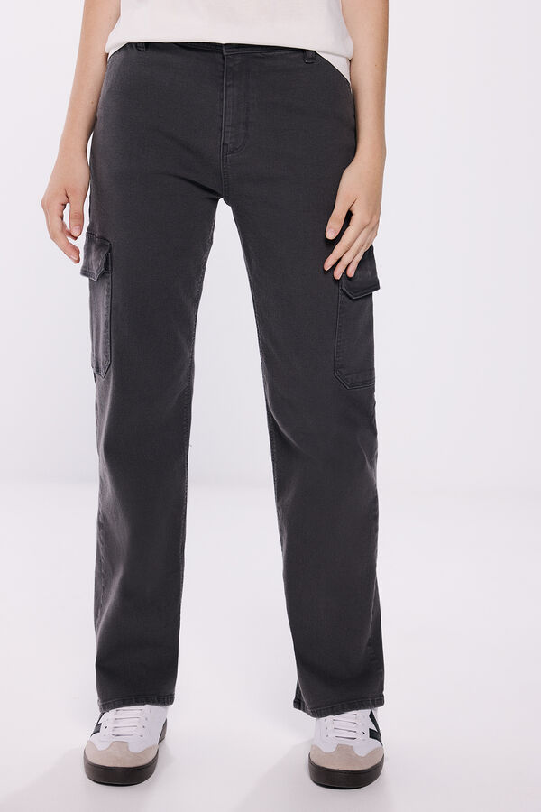 Springfield Pantalón cargo algodón gris oscuro