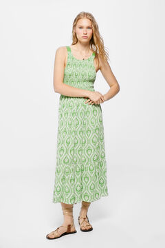 Springfield Printed midi dress with tie back green