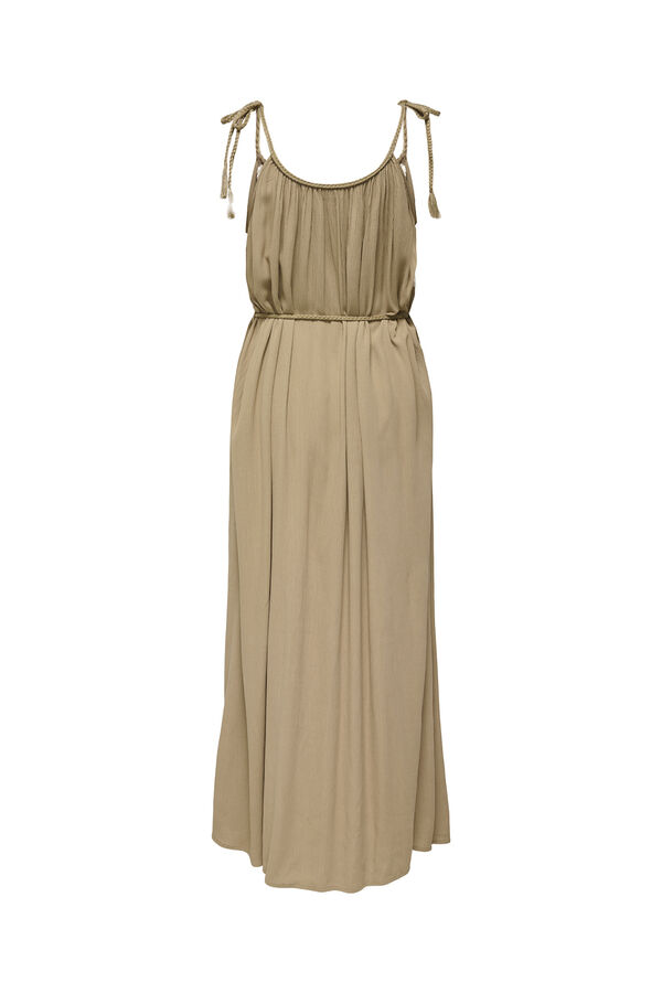 JDY Embroidered long dress nude