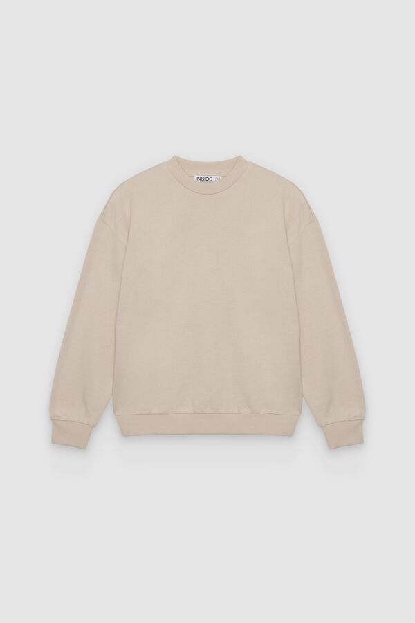 Inside Sweatshirt gola redonda b&aacute;sica bege