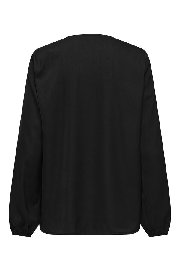 Only Bluse mit elastischen Langärmelig Schwarz