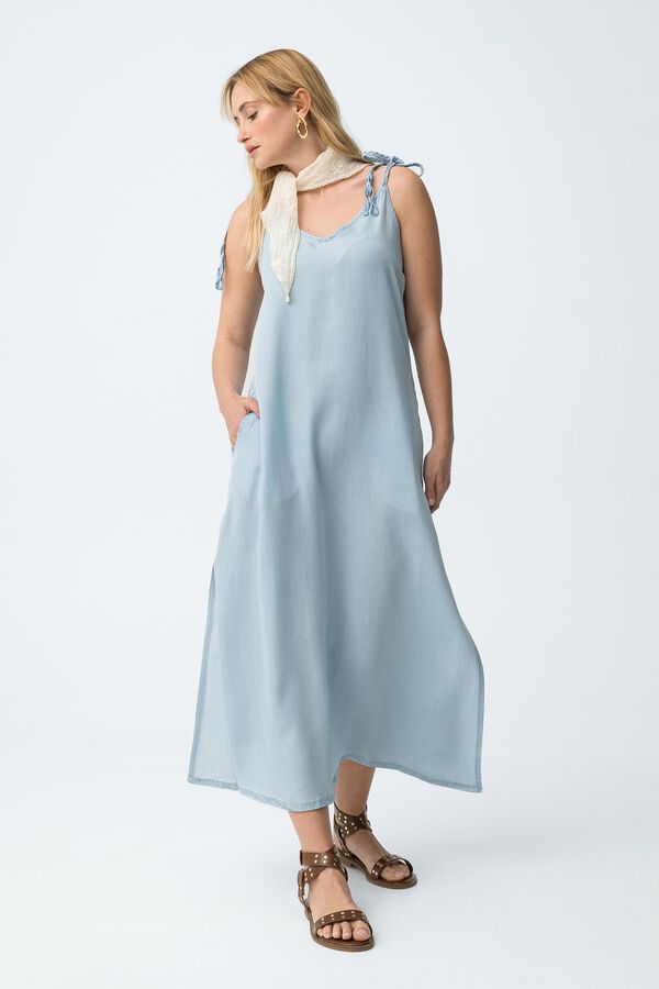 Tiffosi Vestido de tirantes fluido azul