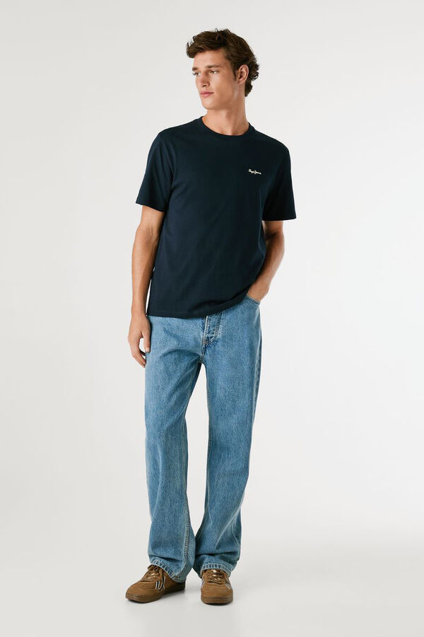 Pepe Jeans Camiseta Logo Bordado Fit Regular azul