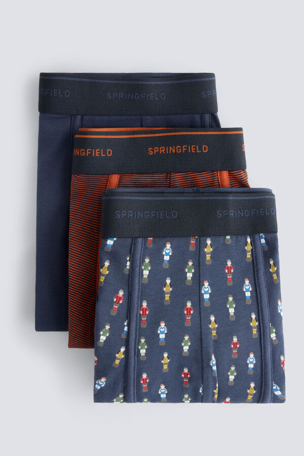 Springfield Pack of 3 football boxers blue