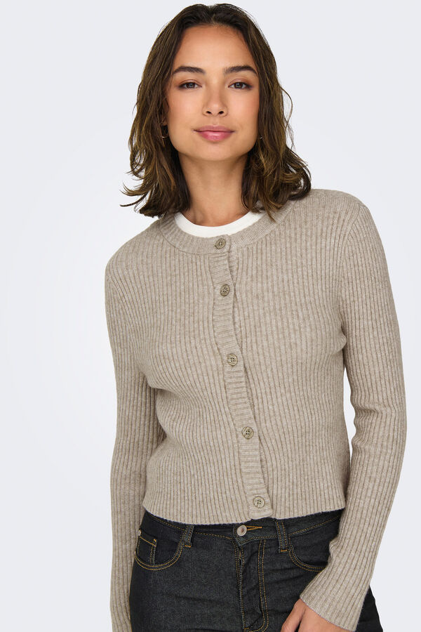 Only Gerippte Strickjacke Nude