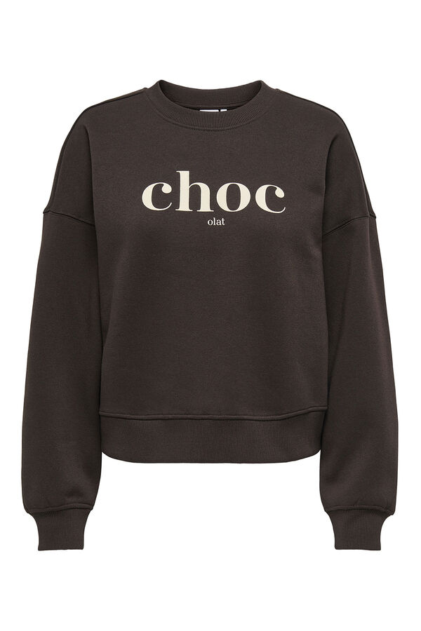 Only Sudadera detalle texto marrón