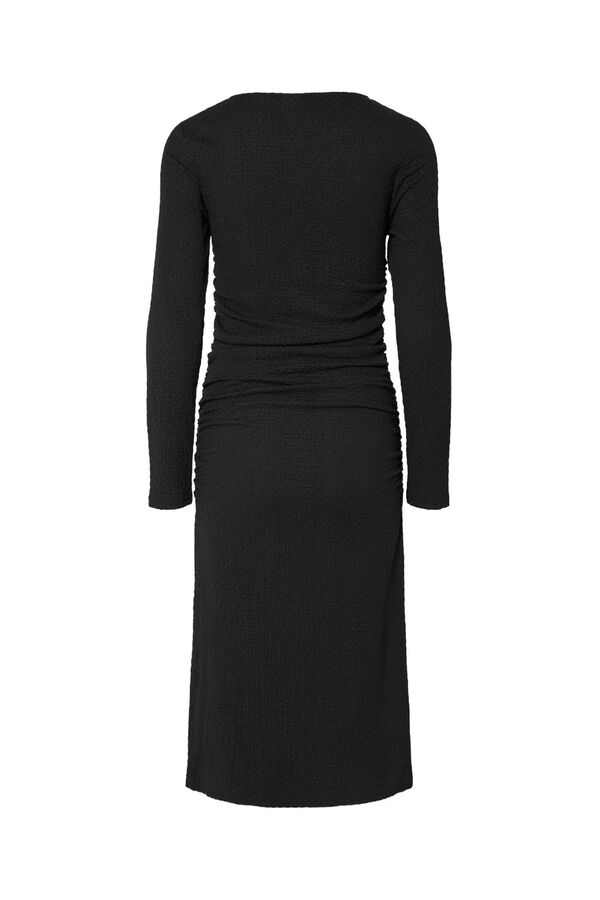 Pieces Vestido midi manga larga negro