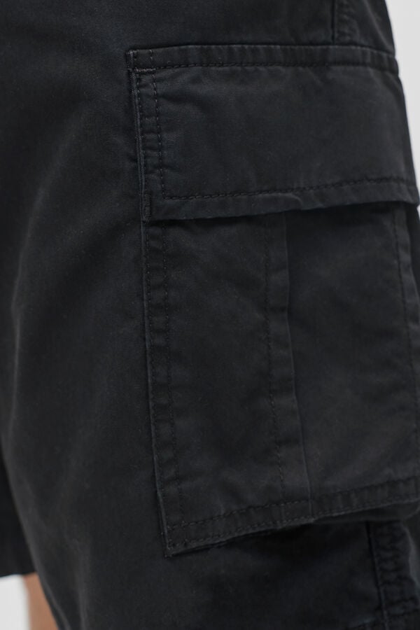 JJ REBEL Relaxed fit cargo Bermuda shorts black