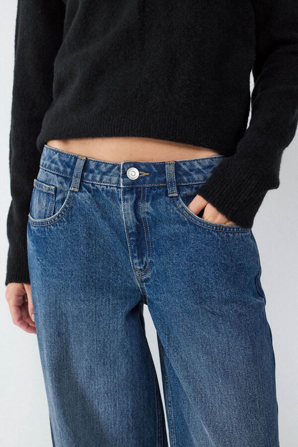 Balmohk Cal&ccedil;a jeans larga e cintura baixa cinzento