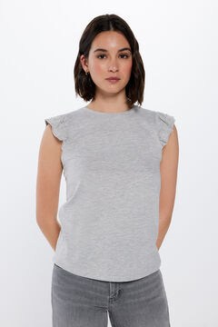 Springfield T-shirt with ruffles and pearls gray