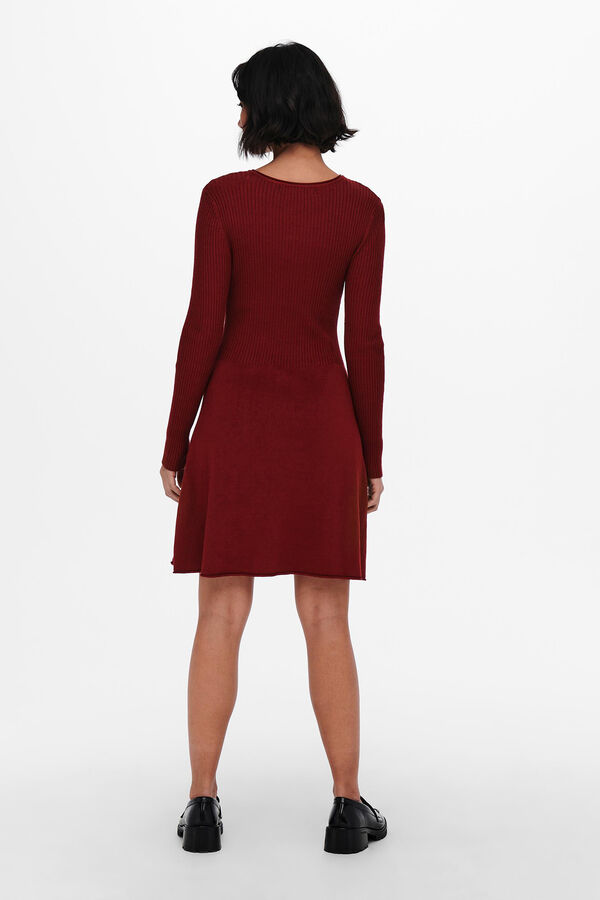 Springfield Ribbed long-sleeved dress rouge
