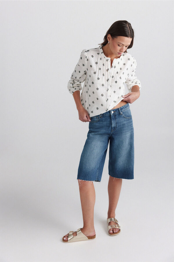 Springfield Structured ruffle shirt printed