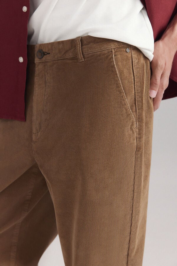 Springfield Pantalon en velours c&ocirc;tel&eacute; lav&eacute; nude