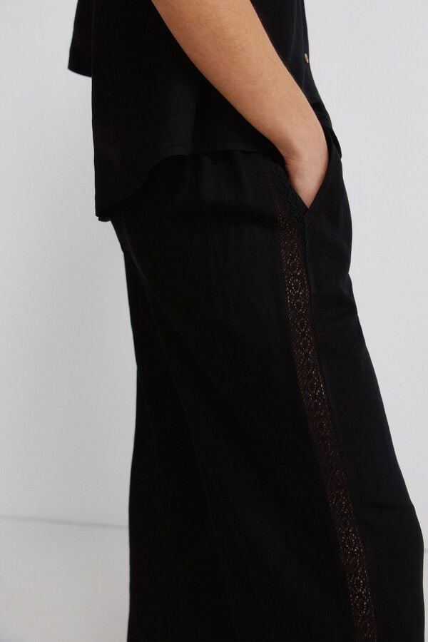 Springfield Lace drawstring trousers black