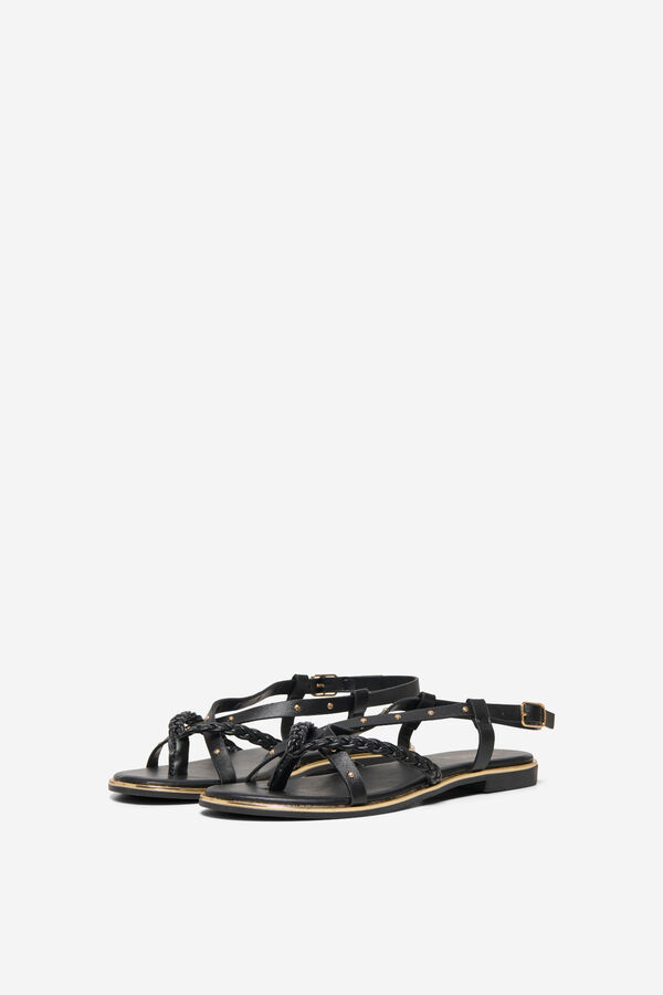 Only Sandalia plana tachas negro