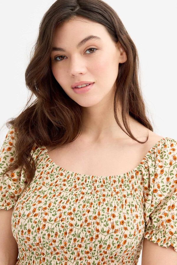 Inside Short sleeve mini dress brown