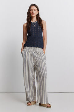 Springfield Pantalon large &agrave; rayures