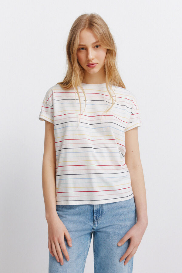 Springfield Striped short sleeve T-shirt brown