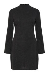 Pieces Vestido corto manga larga lurex negro