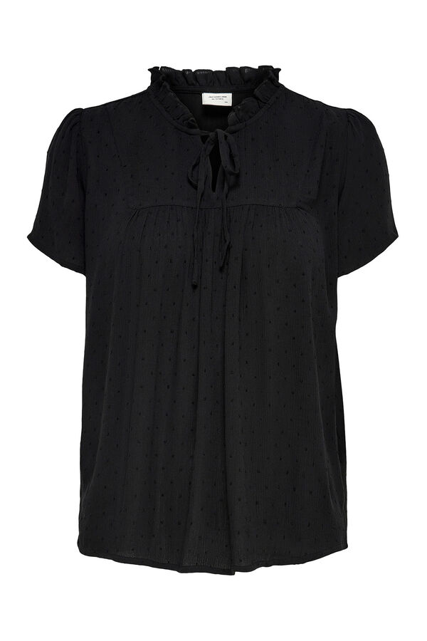 JDY Blusa manga corta plumeti negro