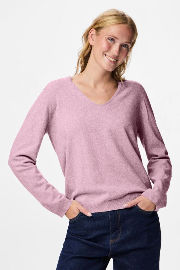 Pieces Basic V sweater pink