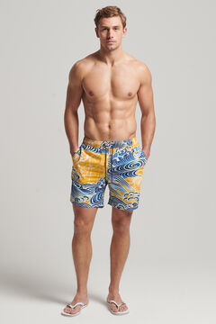 Springfield Hawaiian print swim shorts with Vintage Logo jaune