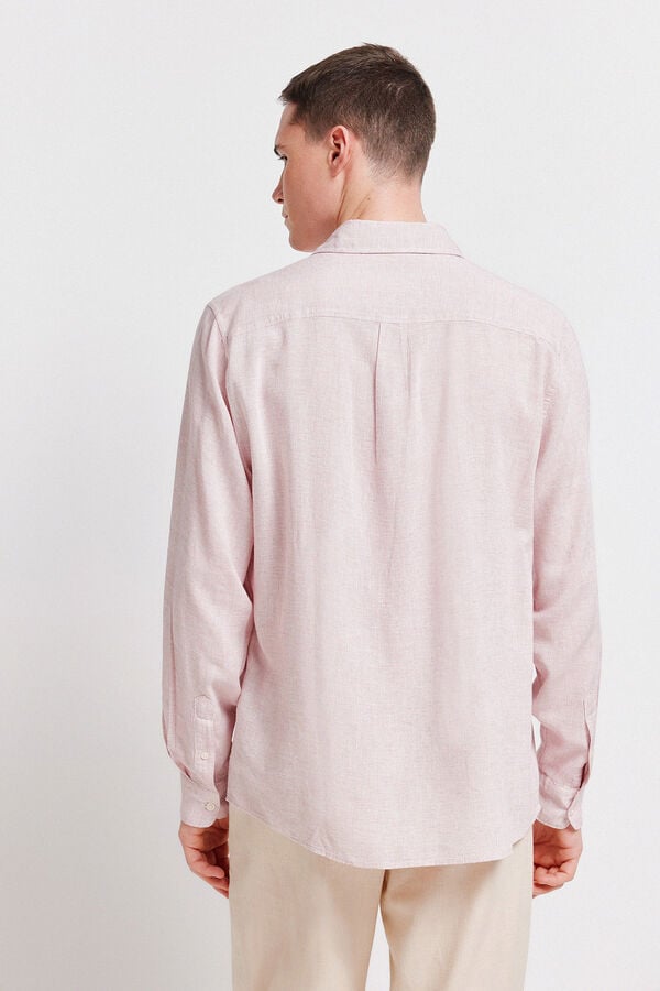 Springfield End-on-end linen viscose shirt red