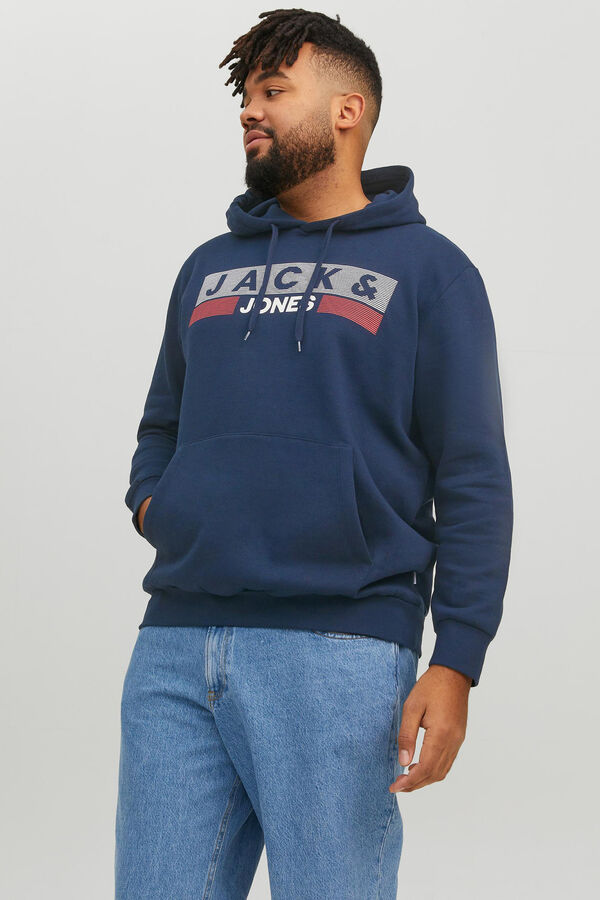 Springfield PLUS logo print hooded sweatshirt navy