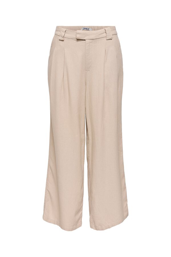 Only Pantal&oacute;n wide de lino beige