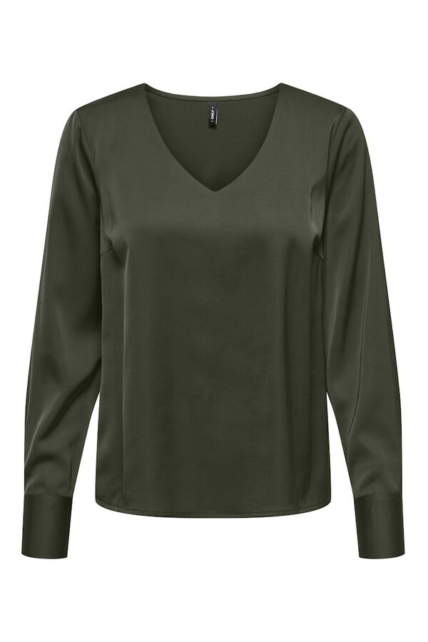 Only long sleeve satin-finish blouse beige